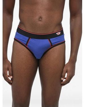 DIESEL Stretch-Design Contrast-Trim Briefs - Blue