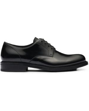 Prada Lace-Up Leather Derby Shoes - Black