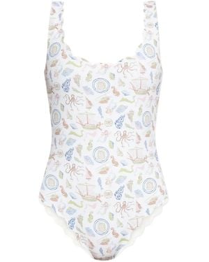Marysia Swim Costume Intero Palm Springs Con Bordo A Smerlo - Bianco