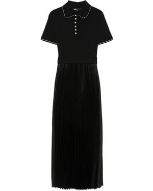 Maje Pleated Polo Dress - Black