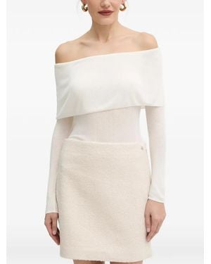 Guess Off-Shoulder Long-Sleeve Jumper - White