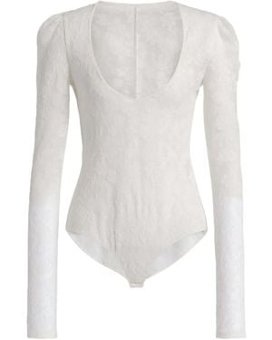 Alberta Ferretti Body En Laine À Manches Longues - Blanc