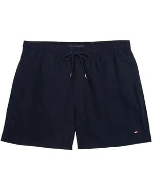 Tommy Hilfiger Logo-Patch Drawstring Swim Shorts - Blue