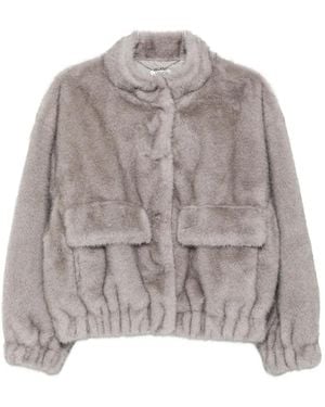 Liu Jo Faux-Fur Funnel-Neck Jacket - Grey