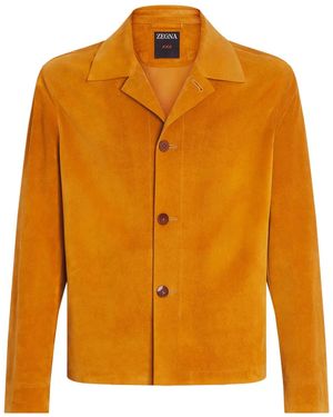 ZEGNA Button-Up Suede Jacket - Orange