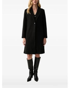Silvian Heach Single-Breasted Notch-Lapel Coat - Black