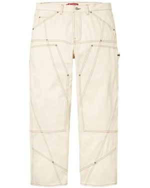Supreme Contrast-Stitch Double-Knee Painter Jeans - Natural