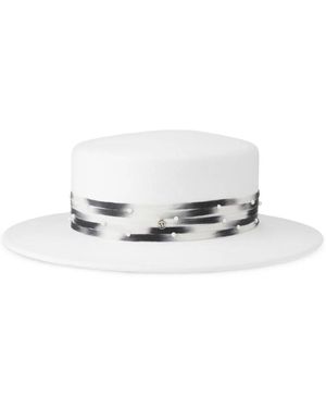 Maison Michel Kiki Strap-Detail Wool Hat - White