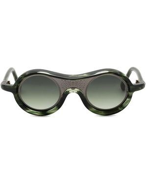 Yohji Yamamoto Lunettes De Soleil À Monture Ronde - Vert