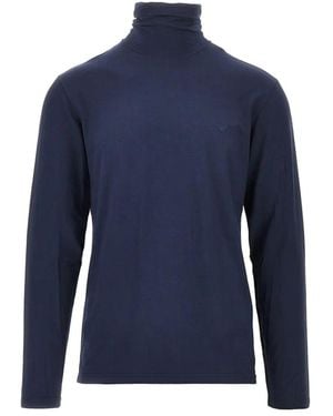 EA7 Roll-Neck Long-Sleeve T-Shirt - Blue