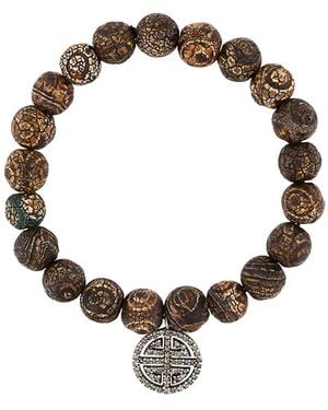 Monan Beaded Diamond Charm Bracelet - Brown