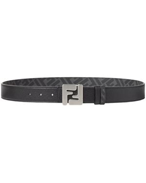Fendi Gürtel Mit Eckigem Ff - Weiß