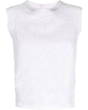 White Lace Sleeveless Tops