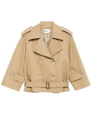 Self-Portrait Trench Jacket - Natural
