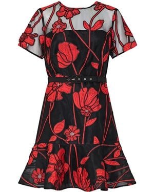 MILLY Mini-Jurk Met Kant - Rood