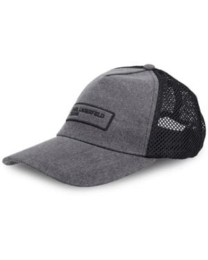 KARL LAGERFELD Logo-Patch Mesh-Panel Baseball Cap - Gray