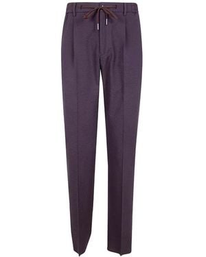 Tagliatore Seersucker Drawstring Trousers - Purple