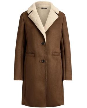 Ralph Lauren Shearling-Effect Notch-Lapel Coat - Brown