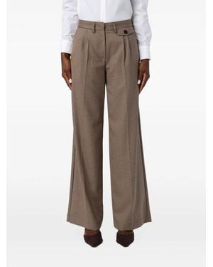 Mar De Margaritas Houndstooth-Pattern Pleated Trousers - Grey