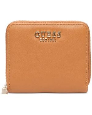 Guess Logo-Plaque Zip-Around Wallet - Orange