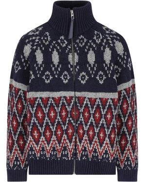 Loewe Patterned Zip Sweater - ブルー