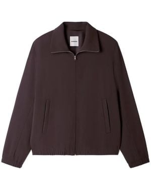 Sandro Zip-Up Stand-Up Collar Jacket - Purple
