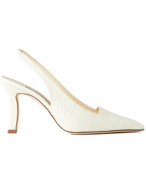 Manolo Blahnik Moirasli Pointed Court Shoes - White