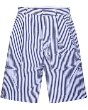 Comme des Garçons Striped Pleated Shorts - Blue