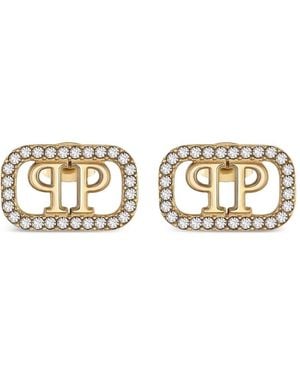 Philipp Plein Lettering Crystal Earrings - Metallic