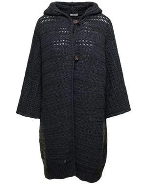 Brunello Cucinelli Cárdigan De Punto Grueso Con Capucha - Azul
