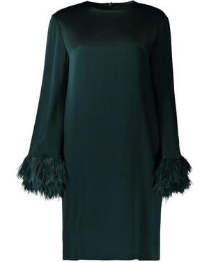 Antonelli Violetta Feather-Trim Mini Dress - Green
