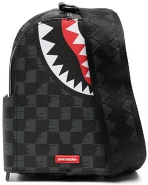 Sprayground Drip Check Shark ショルダーバッグ - ブラック