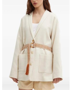 La Petite Francaise Voyelle Button Pocket Cardigan - Natural