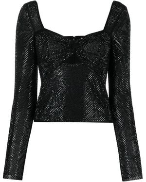 Self-Portrait Top In Mesh - Black