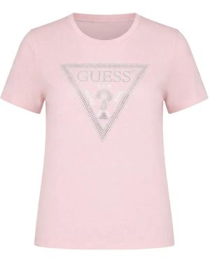 Guess Logo-Embellished T-Shirt - Pink
