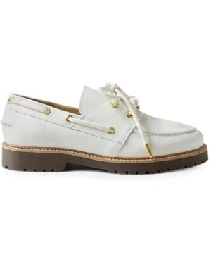 Claudie Pierlot Leather Lace-Up Fastening Boat Shoes - White