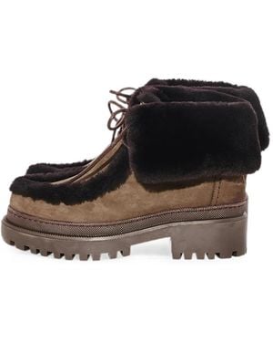Yves Salomon Botas De Ante Con Ribete - Negro