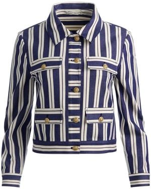Alice + Olivia Alex Striped Boxy Jacket - Blue
