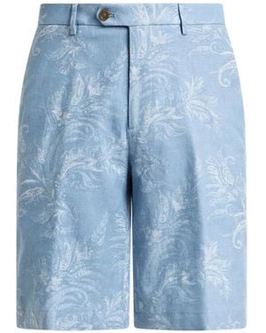 Etro Short En Jean À Motif En Jacquard - Blue