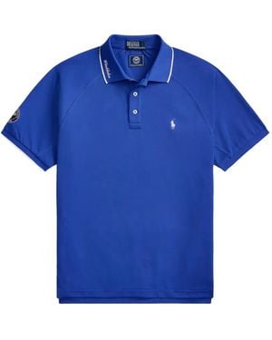 Polo Ralph Lauren Striped-Trim Logo Polo Shirt - Blue