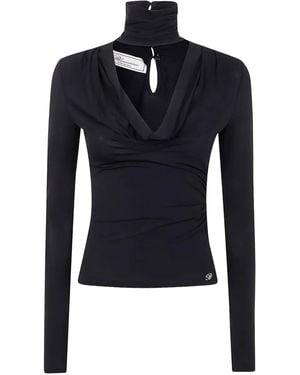 Blumarine High-Neck Draped Top - Blue