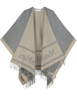Max Mara Fringed Wool Cape - Gray
