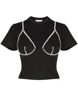 Area Crystal-Embellished Cup-Chain T-Shirt - Black
