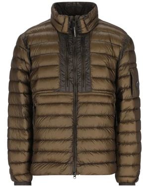C.P. Company Quilted Lens-Detail Jacket - Brown