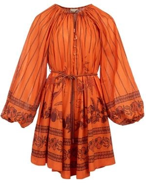 ALÉMAIS Graphic-Print Belted Mini Dress - Orange