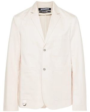 Jacquemus La Veste Jean Notched-lapel Cotton And Linen-blend Jacket - Natural
