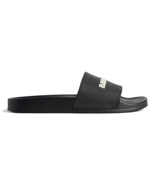 Balenciaga Claquettes À Logo Embossé - Blanc