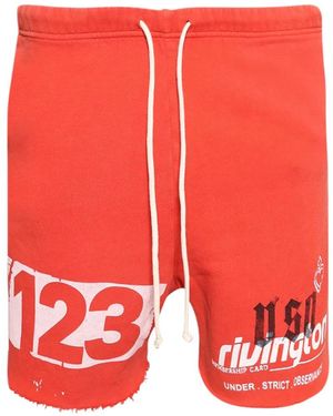 RIVINGTON roi Rebis Frayed Shorts - Red