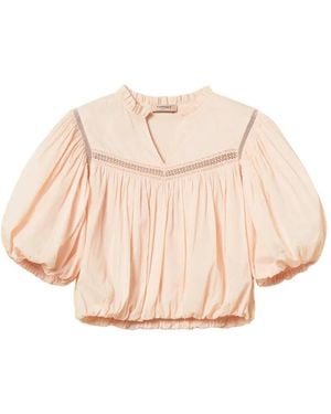 Twinset Muslin Blouse With Gathering - Natural