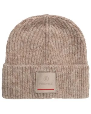 Bogner Fire + Ice Logo-Patch Ribbed-Knit Beanie Hat - Natural
